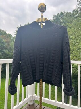 Vintage Black Textured Knit Women's Sweater